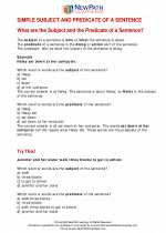 English Language Arts - Third Grade - Study Guide: Subject and Predicate