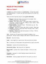 Social Studies - Third Grade - Study Guide: Roles of the Citizens