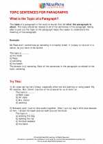 English Language Arts - Third Grade - Study Guide: Topic Sentence