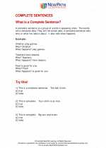 English Language Arts - First Grade - Study Guide: Complete Sentences