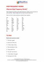 English Language Arts - First Grade - Study Guide: High Frequency Words I