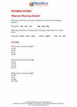 English Language Arts - First Grade - Study Guide: Rhyming Words
