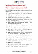 English Language Arts - Second Grade - Study Guide: Frequently Misspelled Words