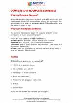 English Language Arts - Second Grade - Study Guide: Complete & Incomplete Sentences