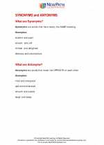 English Language Arts - Fifth Grade - Study Guide: Synonyms/Antonyms