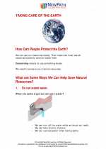 Science - First Grade - Study Guide: Taking Care of Earth