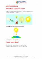 Light and sound. 1st Grade Science Worksheets and Answer keys, Study