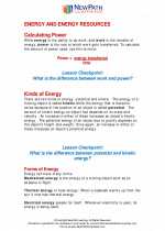 Science - Seventh Grade - Study Guide: Energy and energy resources