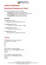 kinds of sentences 7th grade ela worksheets and answer key