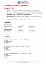 regular and irregular verbs 8th grade ela worksheets and answer key