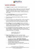 Mathematics - Seventh Grade - Study Guide: Using Integers