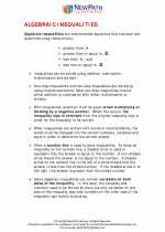 Algebraic Inequalities. 7th Grade Math Worksheets, Study Guides and