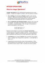 Integer operations. 8th Grade Math Worksheets, Study Guides and Answer key.