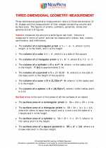 Mathematics - Eighth Grade - Study Guide: Three dimensional geometry/Measurement