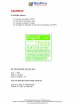 Mathematics - Second Grade - Study Guide: Calendar