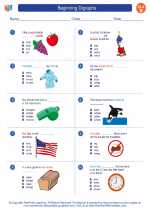 English Language Arts - Second Grade - Worksheet: Beginning Digraphs