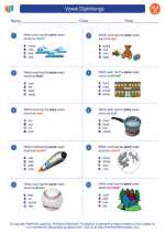 English Language Arts - Third Grade - Worksheet: Vowel Diphthongs