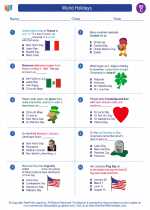 Social Studies - Third Grade - Worksheet: World Holidays