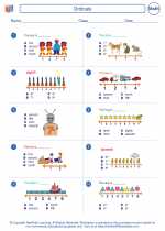 Mathematics - First Grade - Worksheet: Ordinals