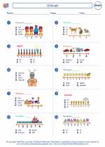 Mathematics - First Grade - Worksheet: Ordinals