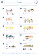 Mathematics - First Grade - Worksheet: Ordinals