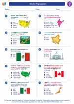 Social Studies - Third Grade - Worksheet: World Population