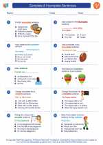 English Language Arts - Third Grade - Worksheet: Complete & Incomplete Sentences