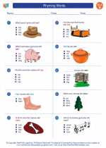 Rhyming Words. 2nd Grade ELA Worksheets and Answer Key, Study Guide