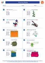 English Language Arts - Second Grade - Worksheet: Rhyming Words