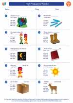 English Language Arts - Second Grade - Worksheet: High Frequency Words I