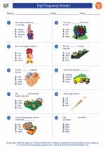 English Language Arts - Second Grade - Worksheet: High Frequency Words I