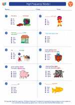 English Language Arts - First Grade - Worksheet: High Frequency Words I