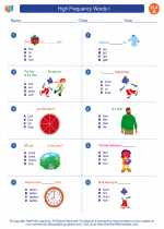 English Language Arts - First Grade - Worksheet: High Frequency Words I