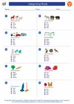 English Language Arts - First Grade - Worksheet: Categorizing Words