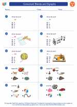 English Language Arts - First Grade - Worksheet: Consonant Blends and Digraphs