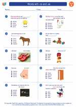 English Language Arts - First Grade - Worksheet: Words with -ce and -se