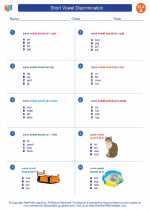 English Language Arts - First Grade - Worksheet: Short Vowel Discrimination