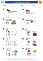 English Language Arts - First Grade - Worksheet: Short Vowel Discrimination