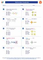 English Language Arts - Second Grade - Worksheet: Mathematics Vocabulary