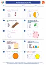 English Language Arts - Second Grade - Worksheet: Mathematics Vocabulary