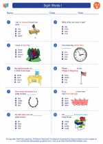 English Language Arts - Second Grade - Worksheet: Sight Words I