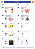 English Language Arts - Second Grade - Worksheet: Sight Words I