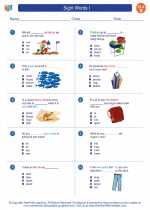 English Language Arts - Second Grade - Worksheet: Sight Words I