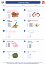 English Language Arts - Second Grade - Worksheet: Challenge Words