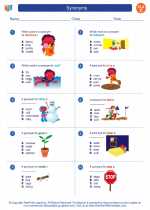 English Language Arts - Third Grade - Worksheet: Synonyms