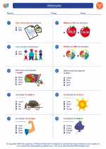 English Language Arts - Third Grade - Worksheet: Antonyms