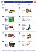 English Language Arts - Third Grade - Worksheet: High Frequency Words I