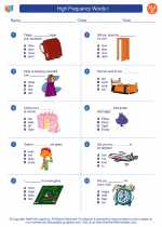 English Language Arts - Third Grade - Worksheet: High Frequency Words I