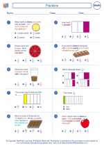 Fractions. Second Grade Math Worksheets and Answer Keys, Study Guides