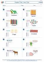 Mathematics - First Grade - Worksheet: Greater Than, Less Than
